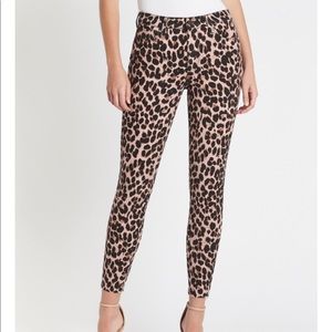 Paige Hoxton Ankle Raw Hem Jeans  in Pink Leopard